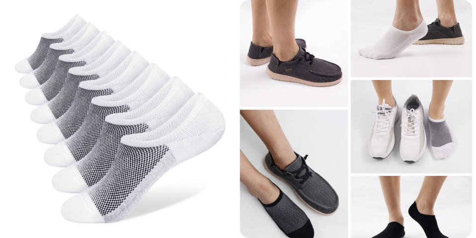 A collage of different pairs of socks