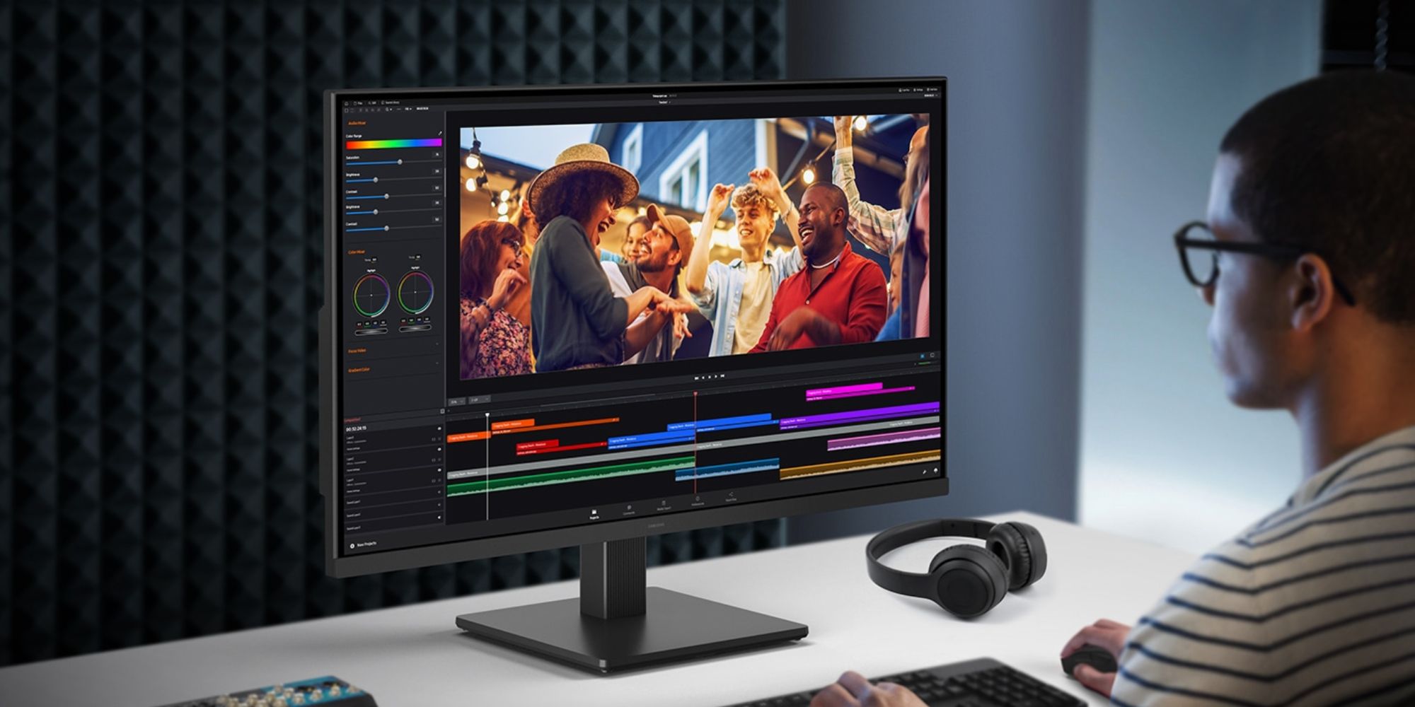A computer screen with a video editing program