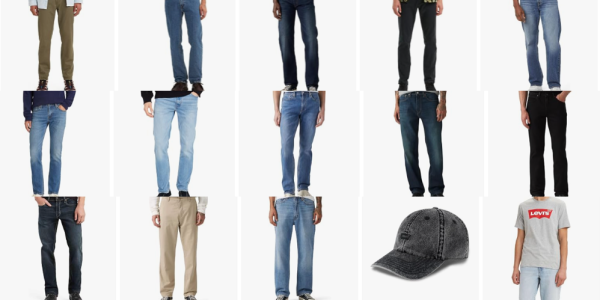 A collage of different jeans