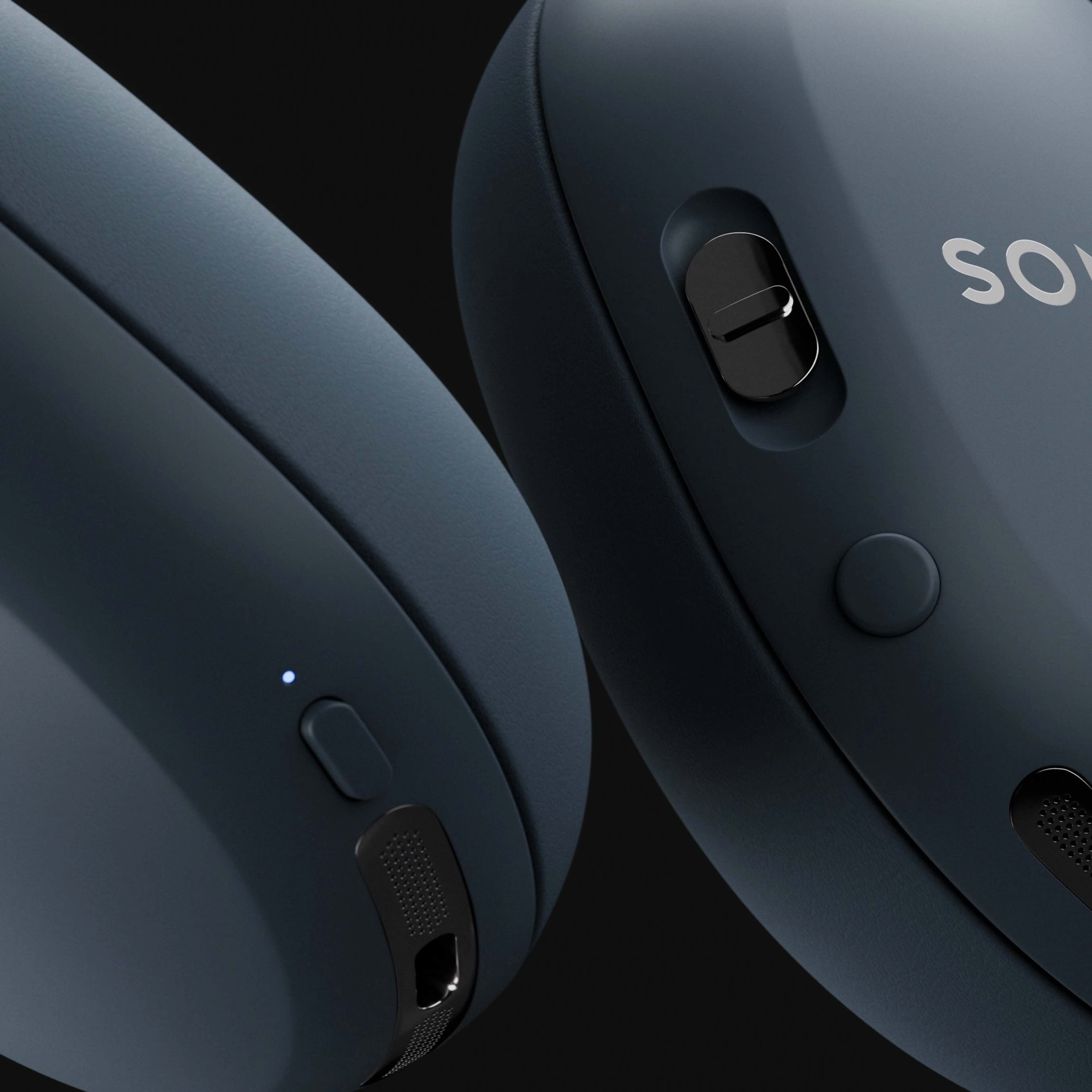 A close up of a pair of wireless headphones