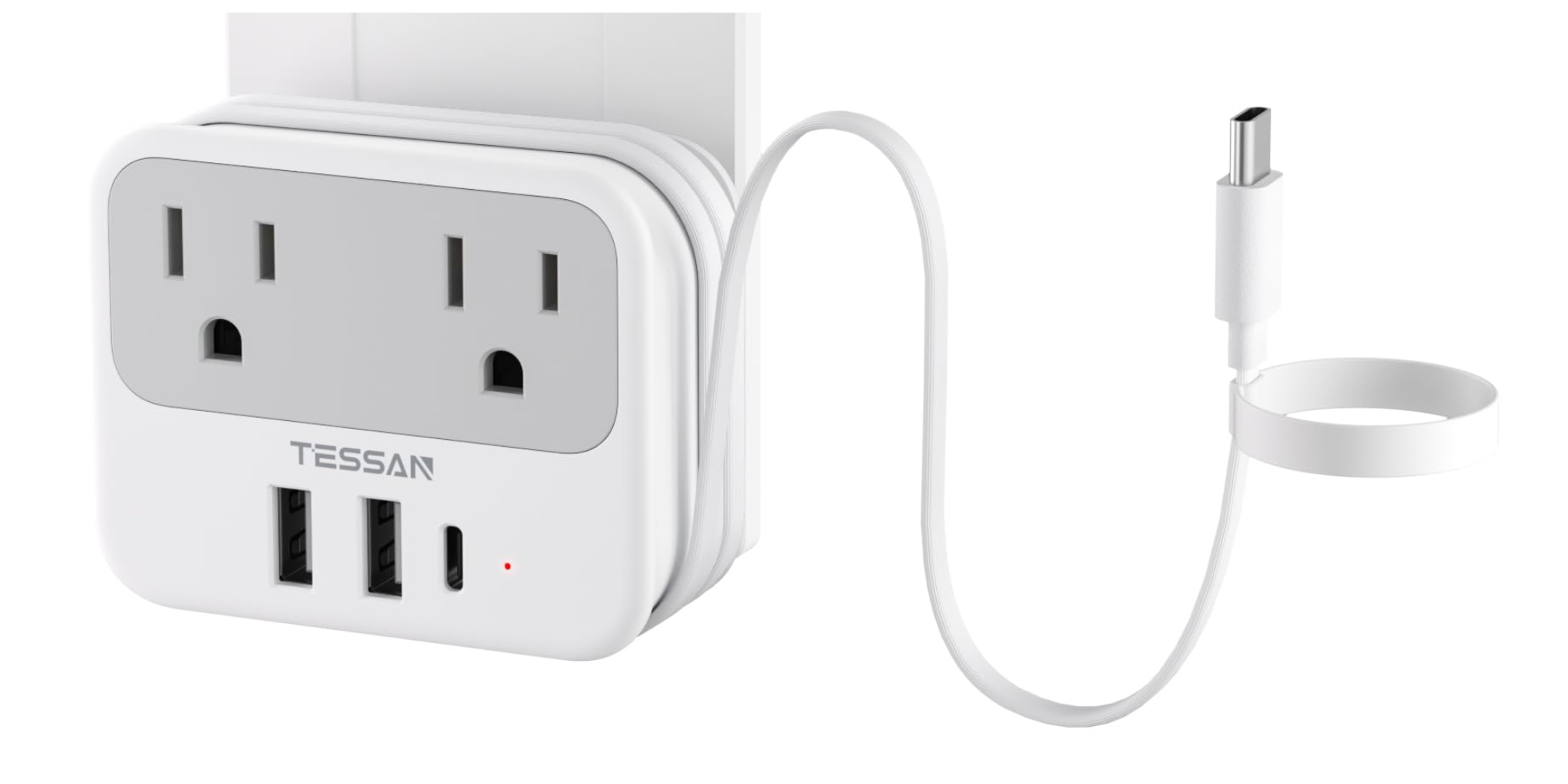 This 6-in-1 outlet extender wields a built-in USB-C cable, now $12