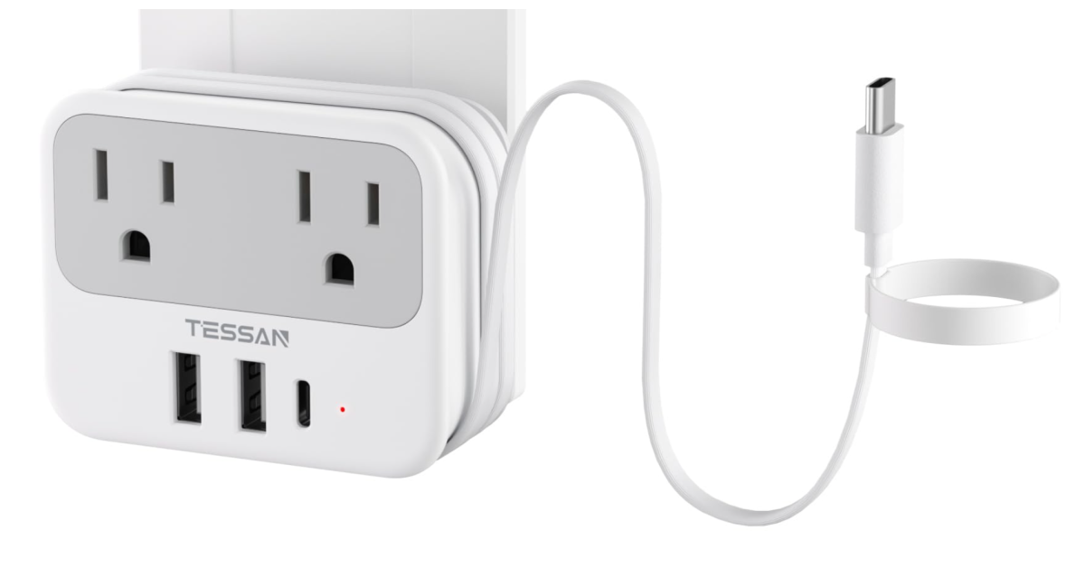 This 6-in-1 outlet extender wields a built-in USB-C cable, now $12