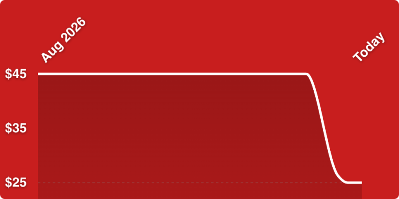 A red rectangular object with white lines