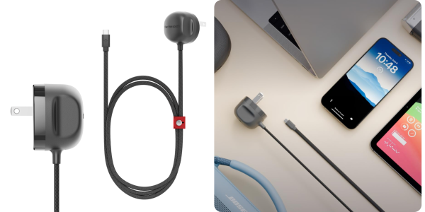 A collage of a computer and a cable