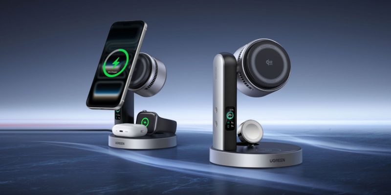A couple of devices with a phone and a charger