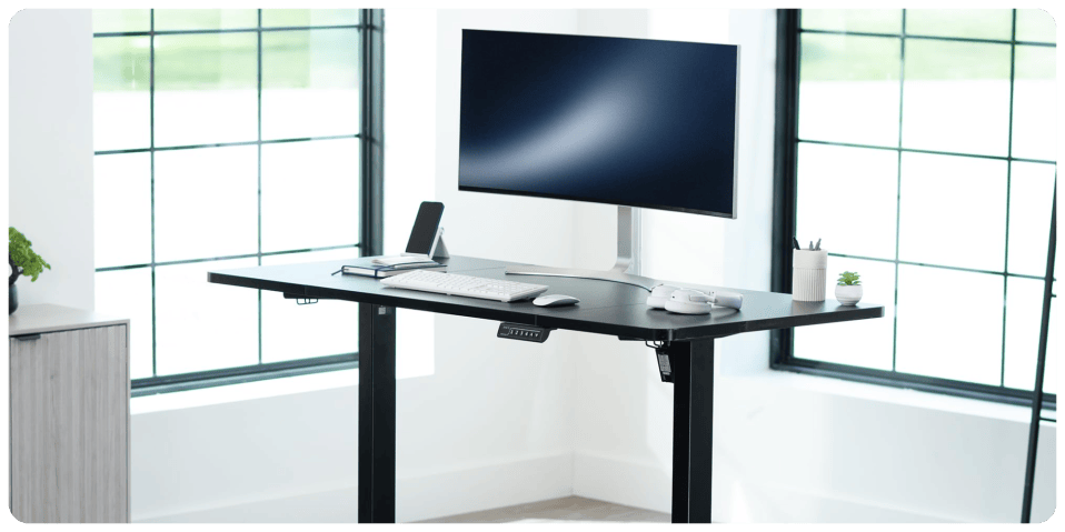 A computer on a desk