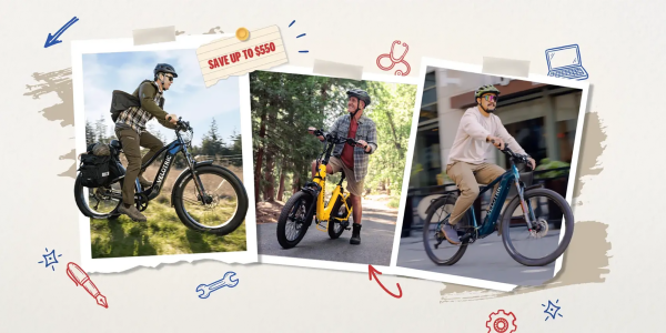A collage of images of a man riding a bike