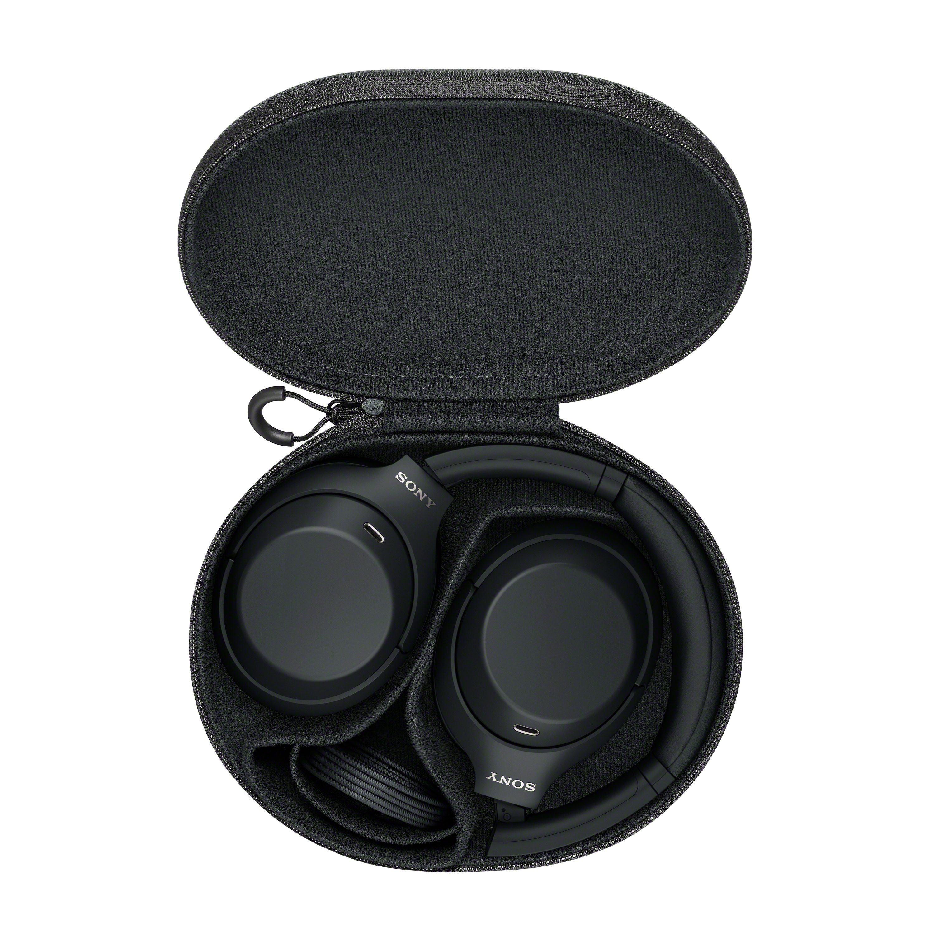 A black headphones in a case