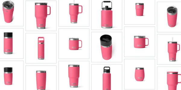 A collage of different pink cups