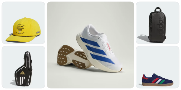 A pair of white and blue shoes