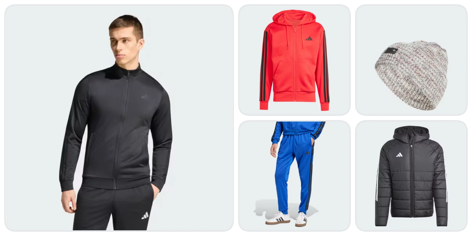 A collage of a man in a tracksuit