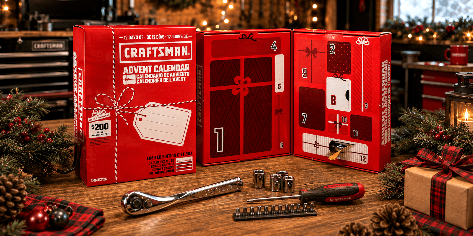 Celebrate the 12 Days of CRAFTSMAN® and inspire your next project with the 12 Days of CRAFTSMAN® Advent Calendar. Filled with CRAFTSMAN® products designed to delight all kinds of DIYers, this countdown collection is overflowing with cheer. Packed with up to $200 in value* and a bonus reward, you can unlock savings on gear you'll still be using long after the hustle and bustle of the season is over. But just like all holiday magic, this limited-edition release won't be around forever, so grab yours now (while you still can).