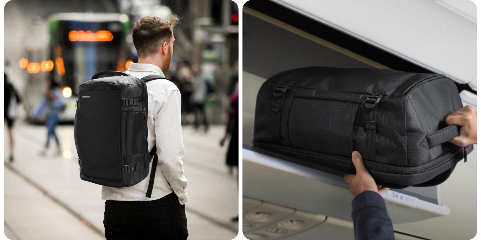 A man carrying a black bag