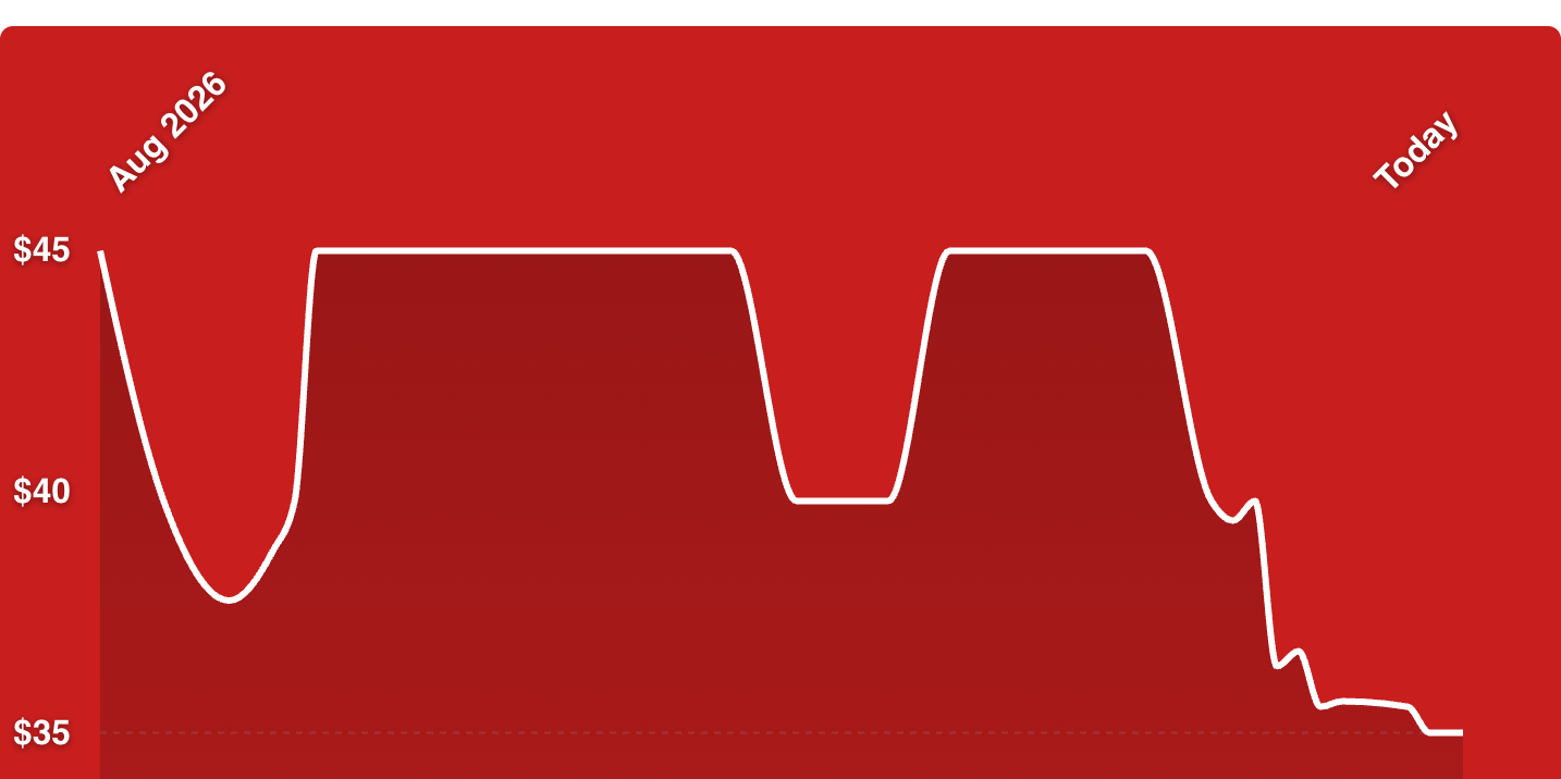 A red screen with a white line