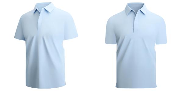 A collage of a pair of polo shirts
