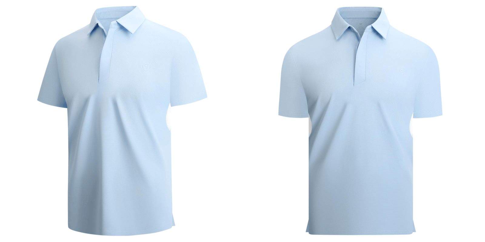 A collage of a pair of polo shirts