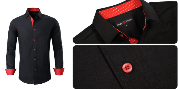 A black shirt with red polka dots