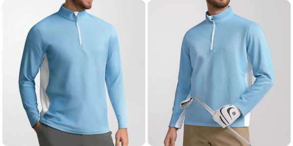 A collage of a man wearing a blue shirt