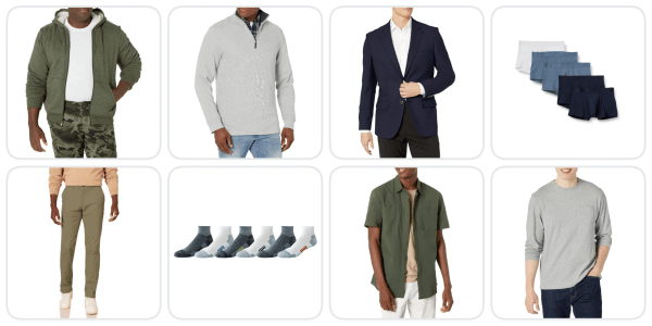 A collage of a man's clothes