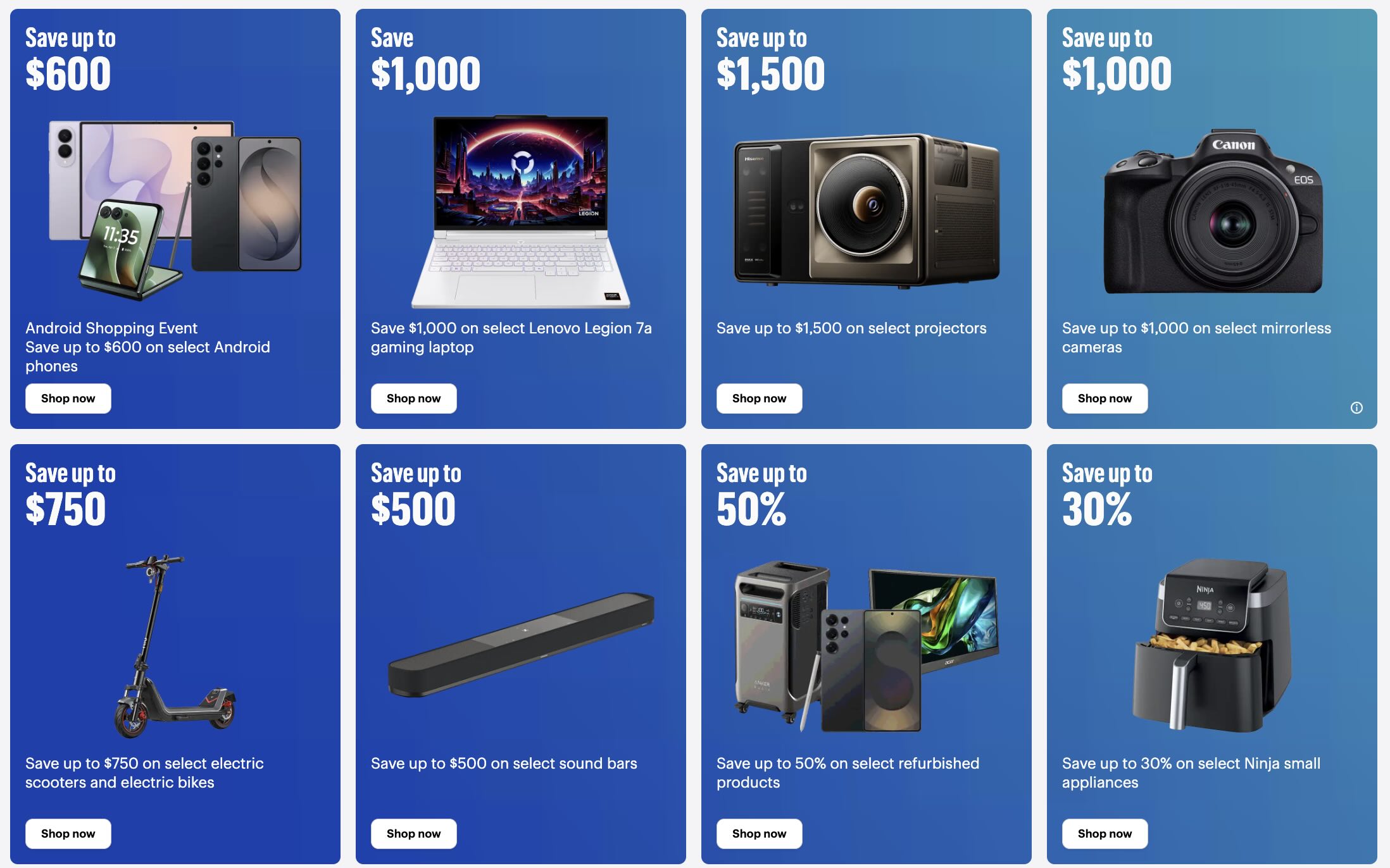A screenshot of a blue advertisement