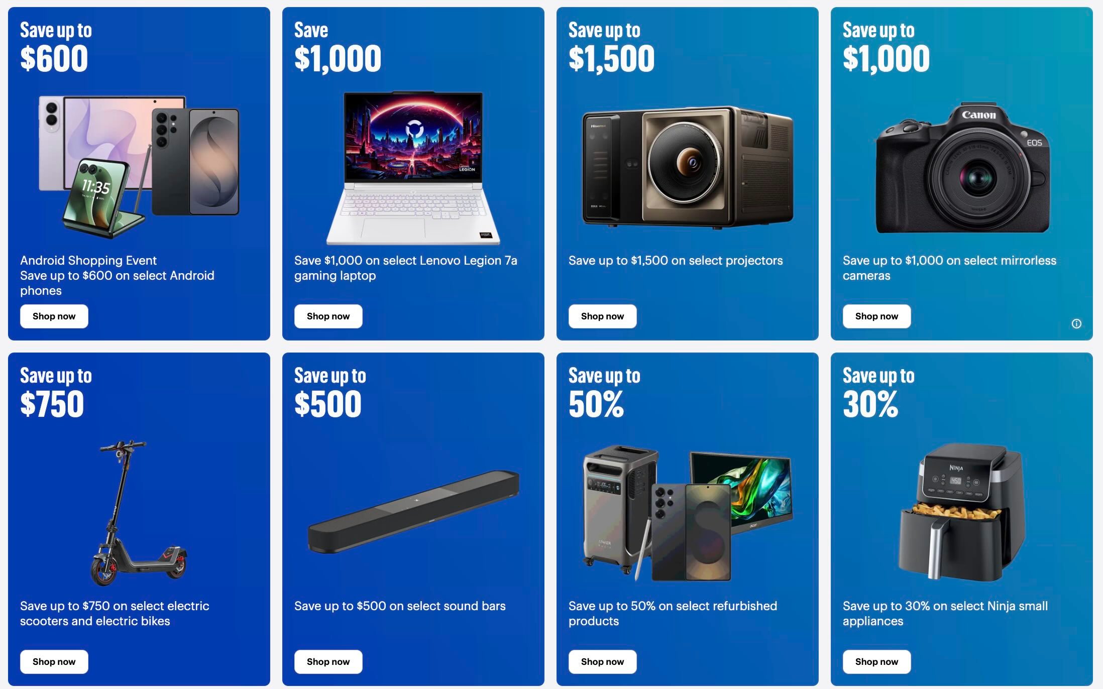 A screenshot of a blue advertisement