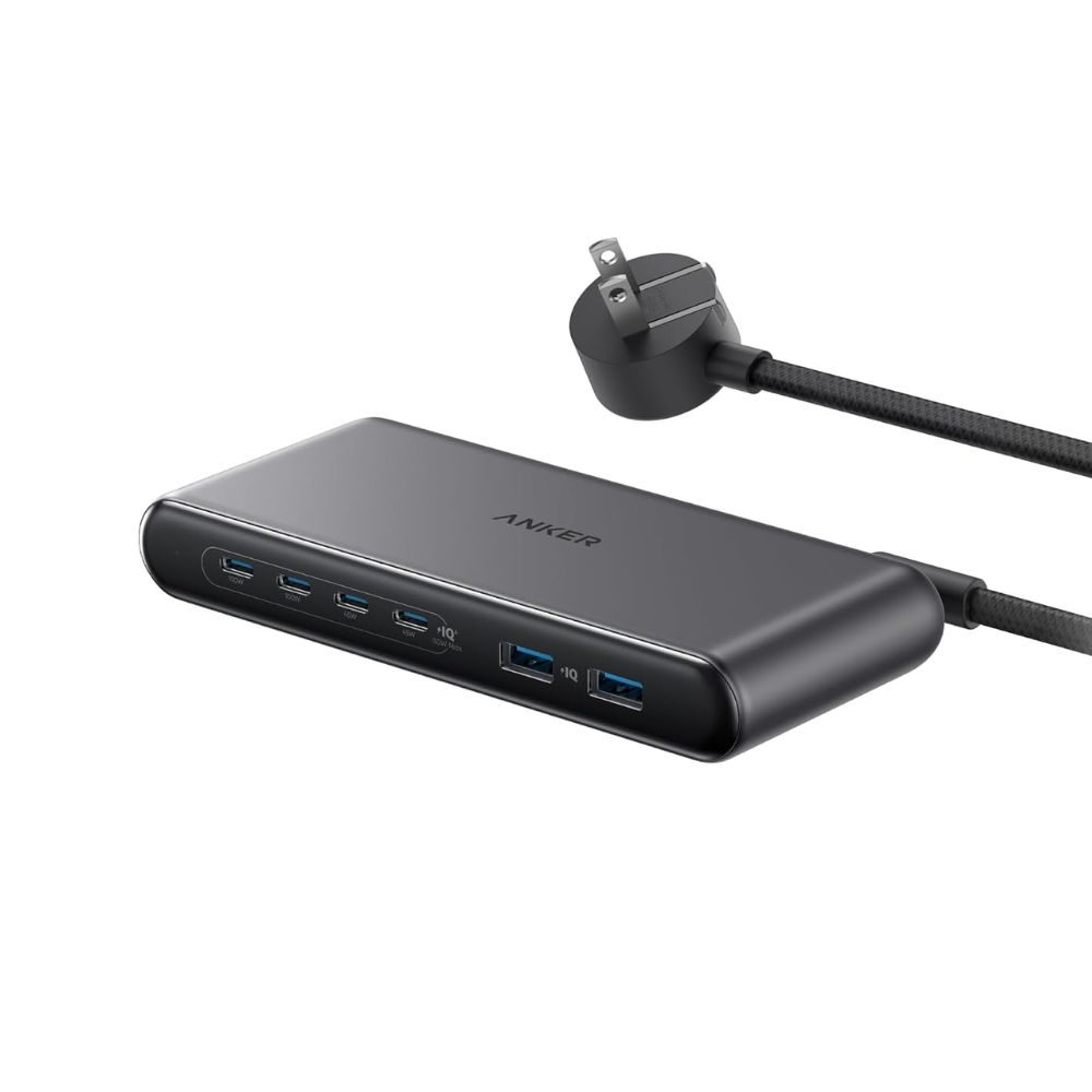 A black device with a cord