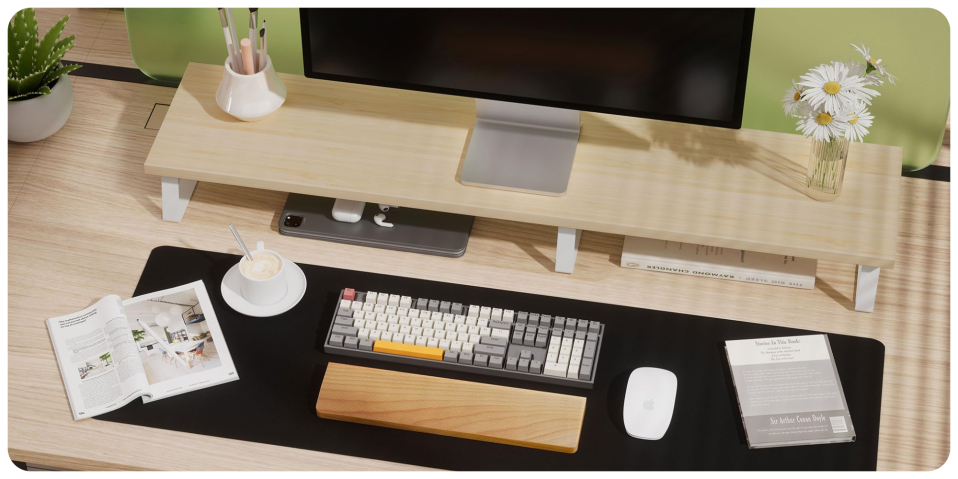 A computer on a desk