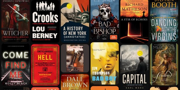 A collection of books on a black background