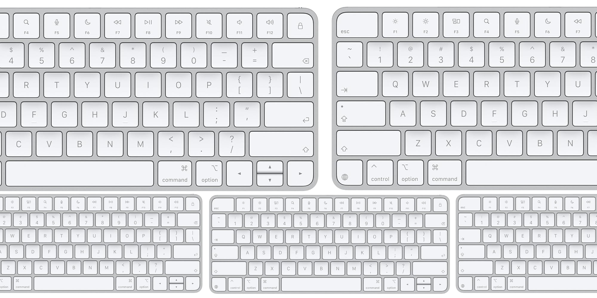 A group of white keyboard
