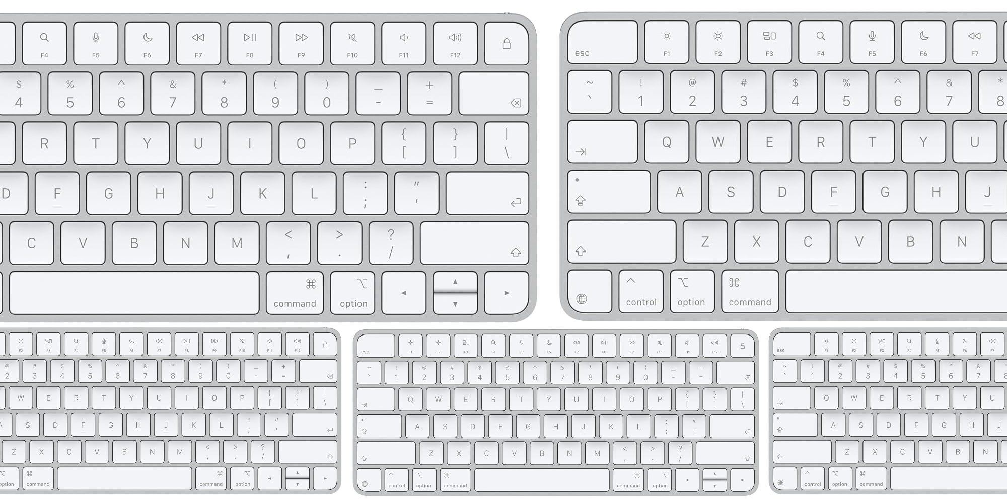 A group of white keyboard