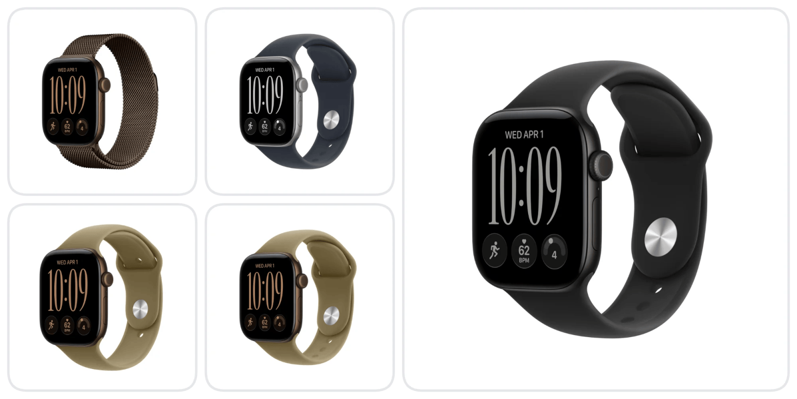 A collage of smart watches