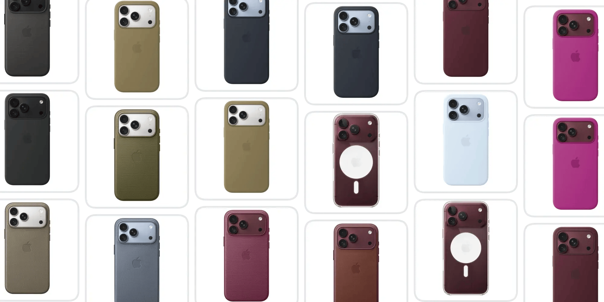 A collage of different colored cell phones