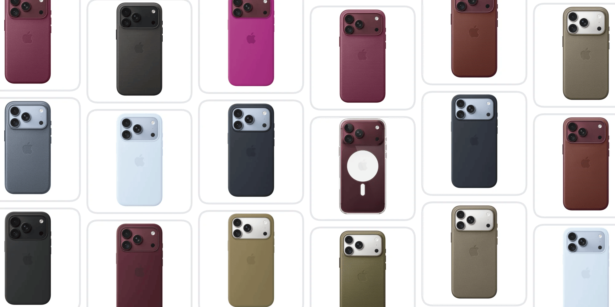 A collage of different colored cell phones