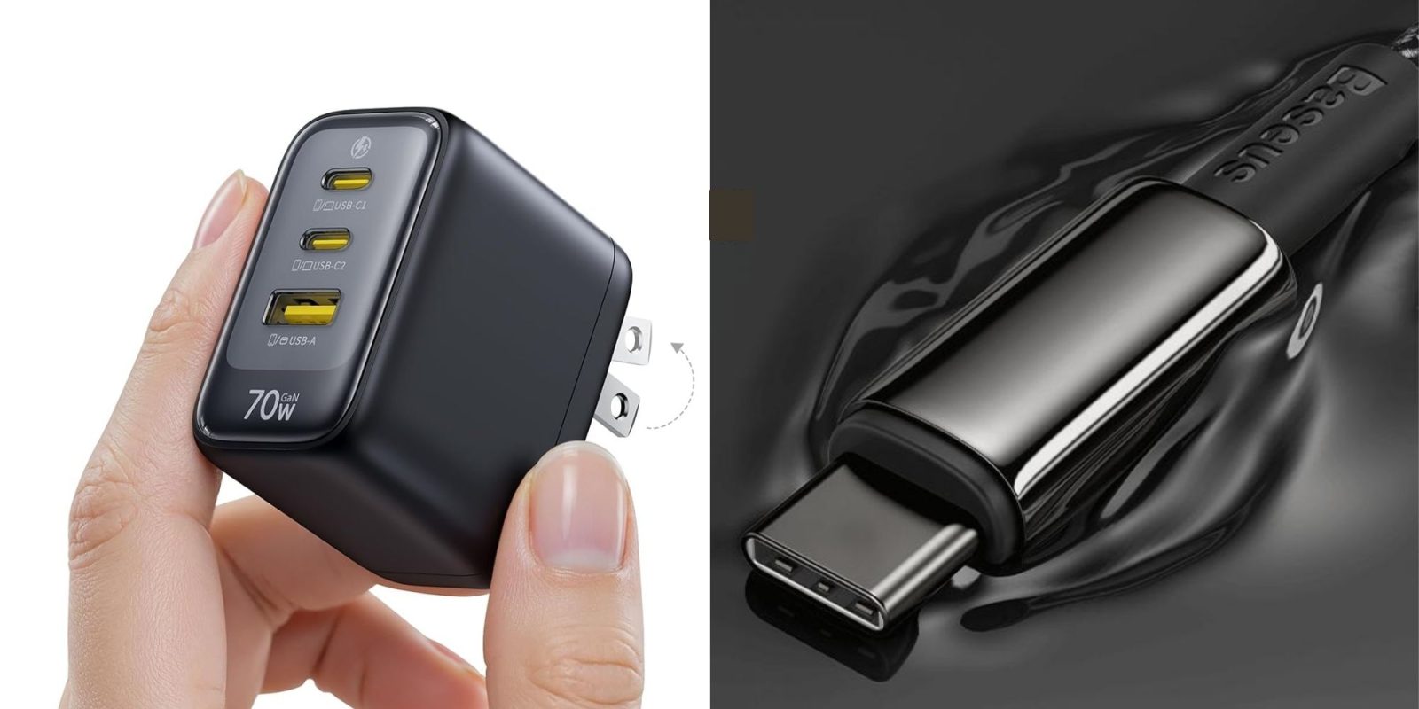 A hand holding a black usb adapter