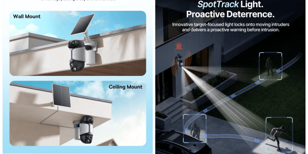 A collage of images of a home security camera
