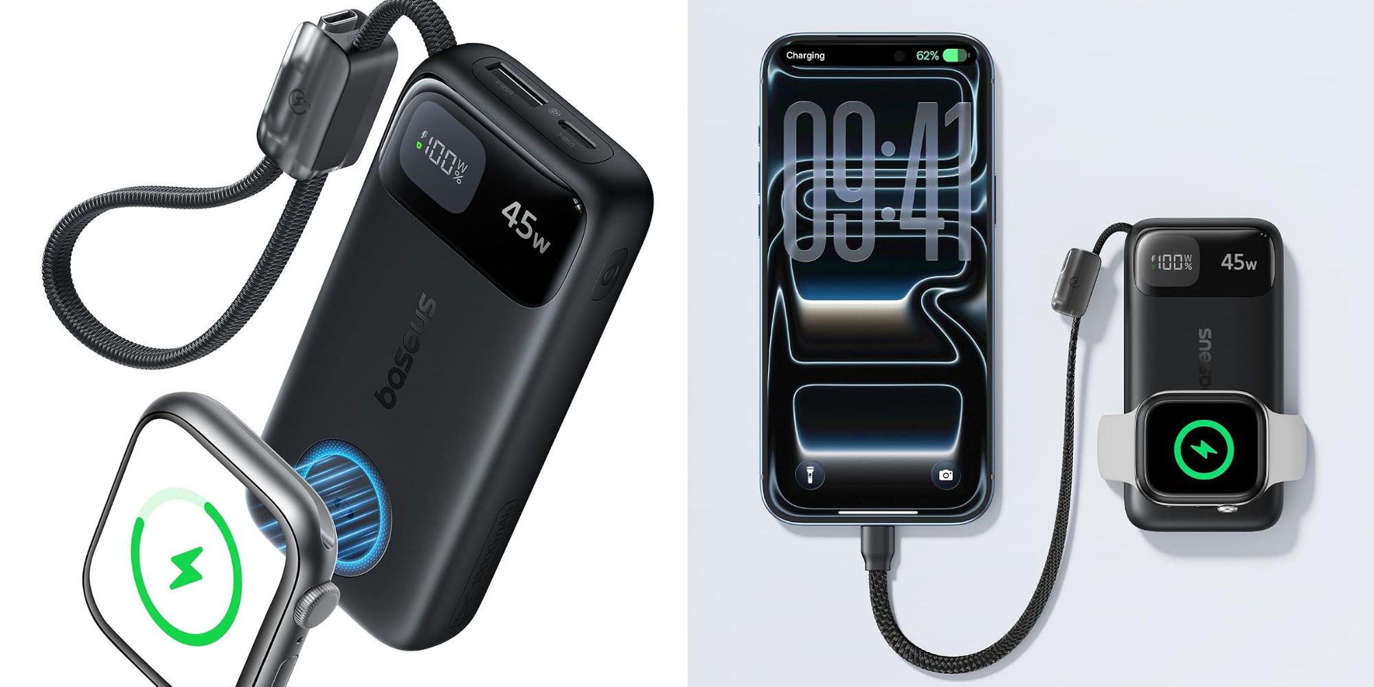 A black cell phone with a charger