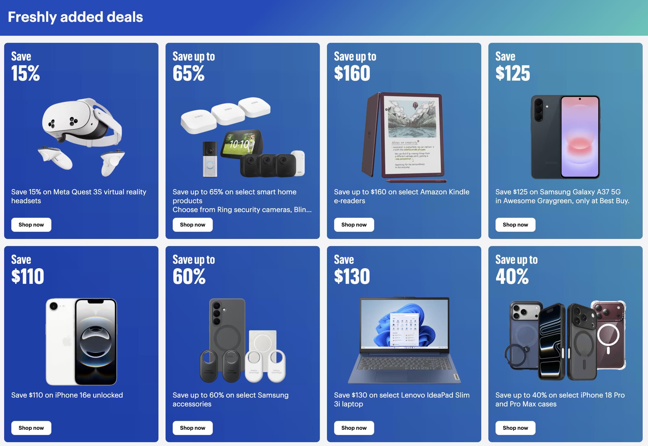 A screenshot of a blue advertisement