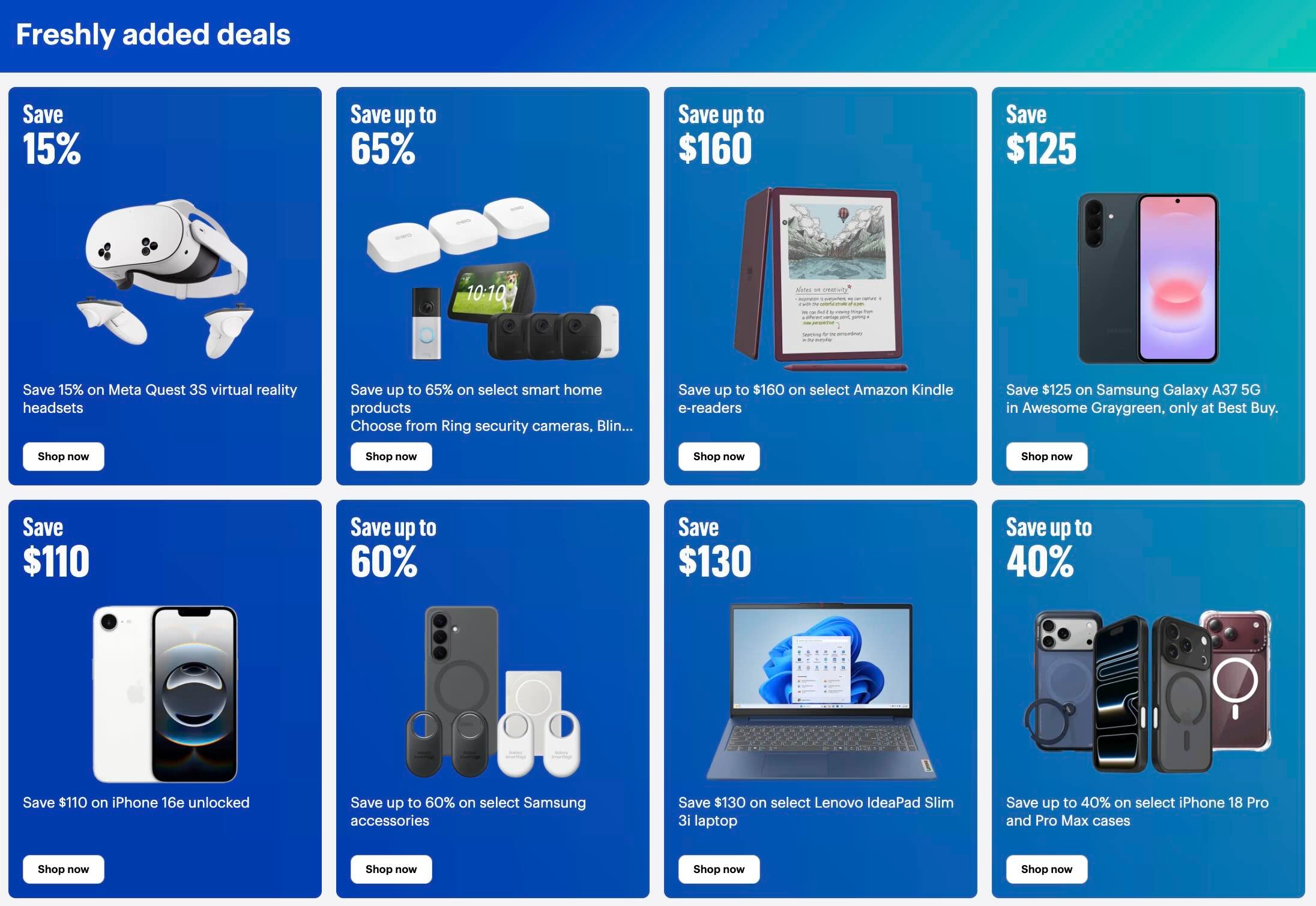 A screenshot of a blue advertisement
