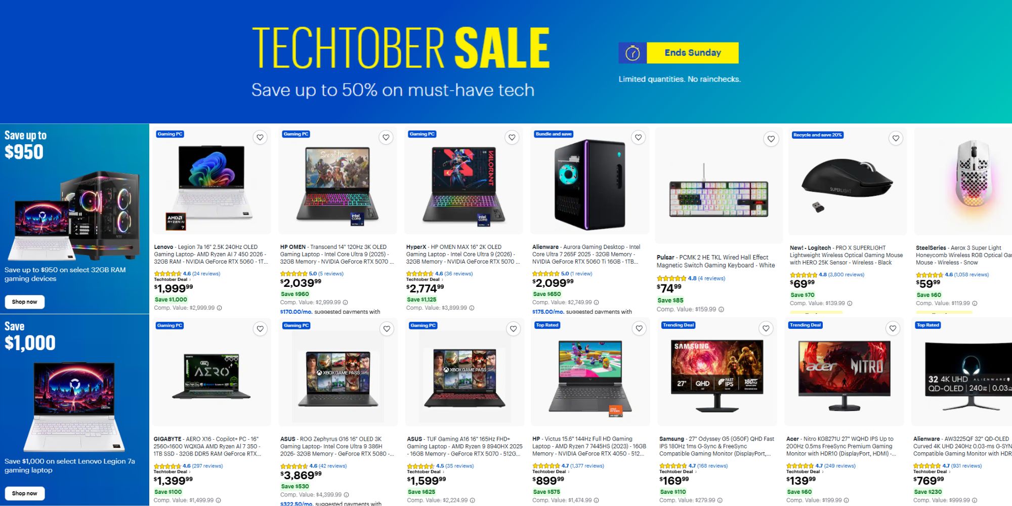 Image showing listings from Best Buy sale event.