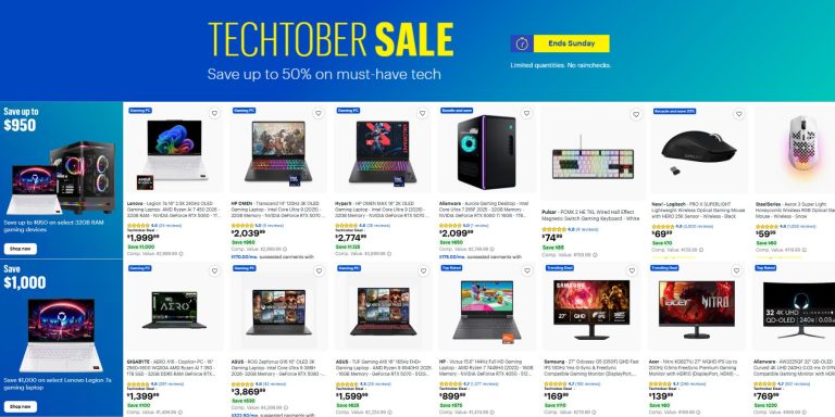 Image showing listings from Best Buy sale event.