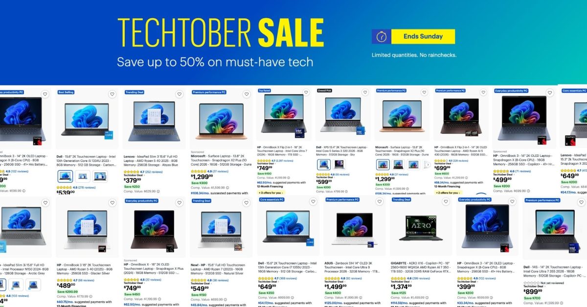 Windows laptops & PCs start at just 9 in Best Buy’s updated Techtober Sale: Copilot+ PCs, OLED models, more up to 0 off