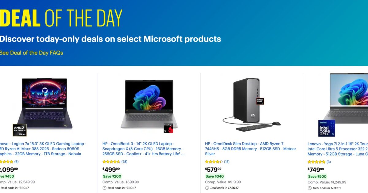 Best Buy’s 1-day Windows Copilot+ PC flash sale now live at up to $500 off touch...