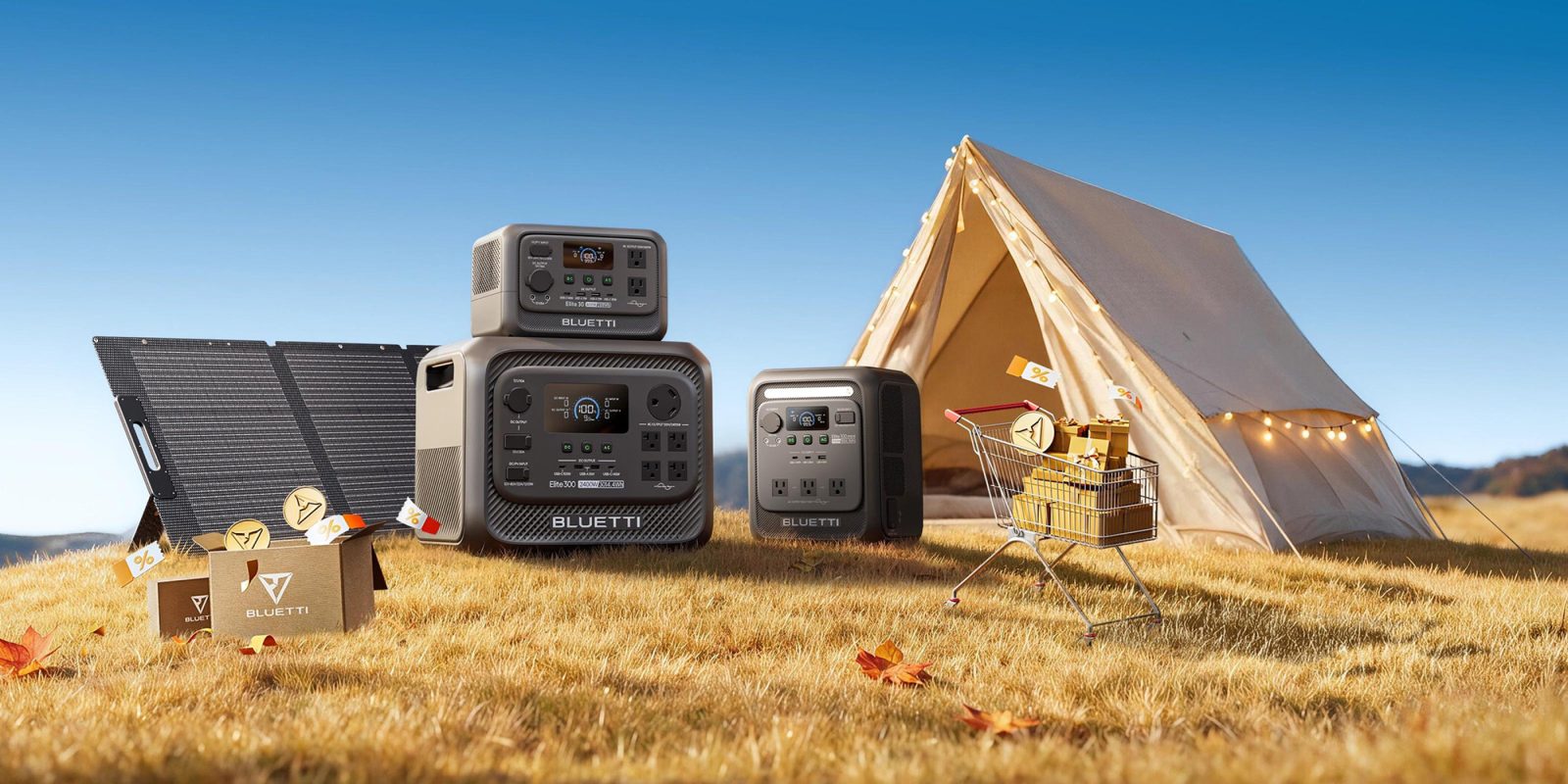 A portable radio set in a field