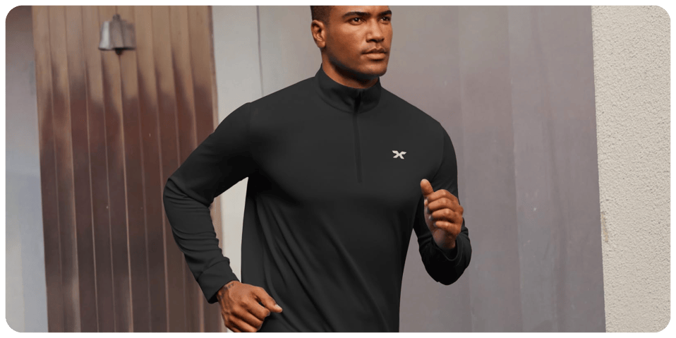 A man running in a black shirt
