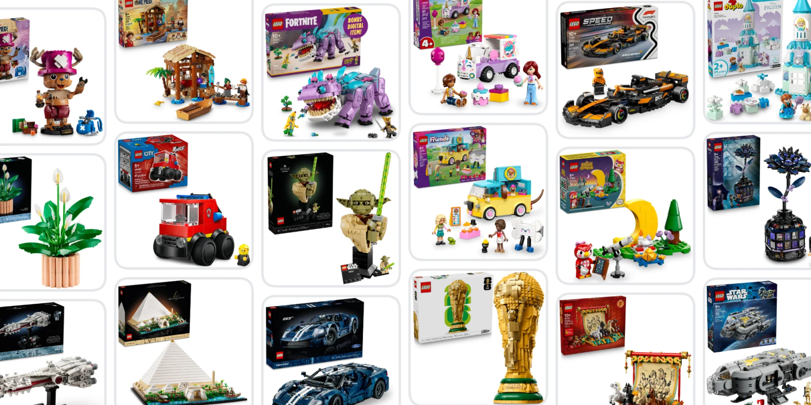 A collage of toys