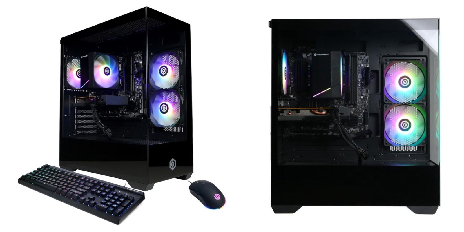 A computer tower with a keyboard and mouse