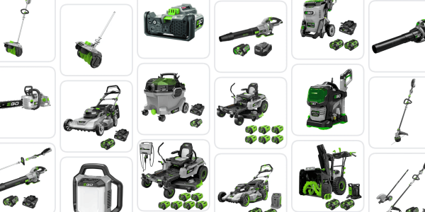 A collage of a variety of lawnmowers