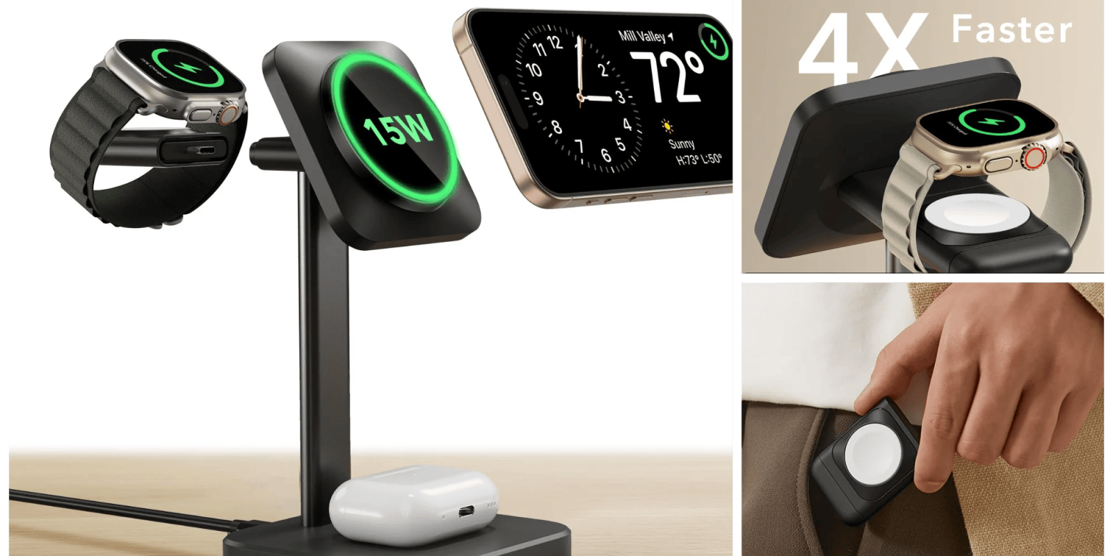 A device with a clock and a charging device
