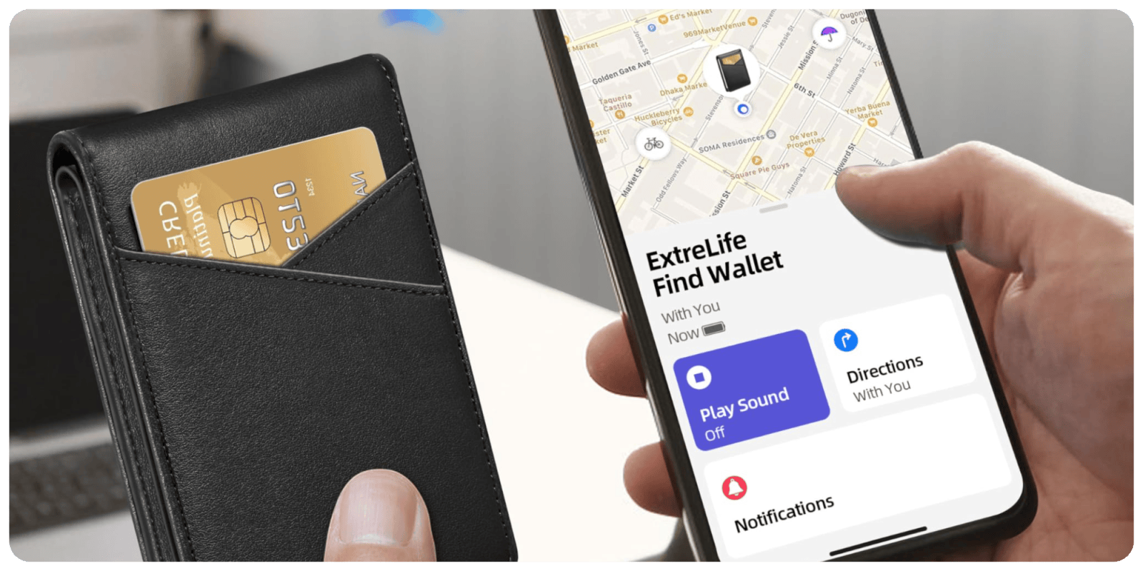 A phone with a card in it