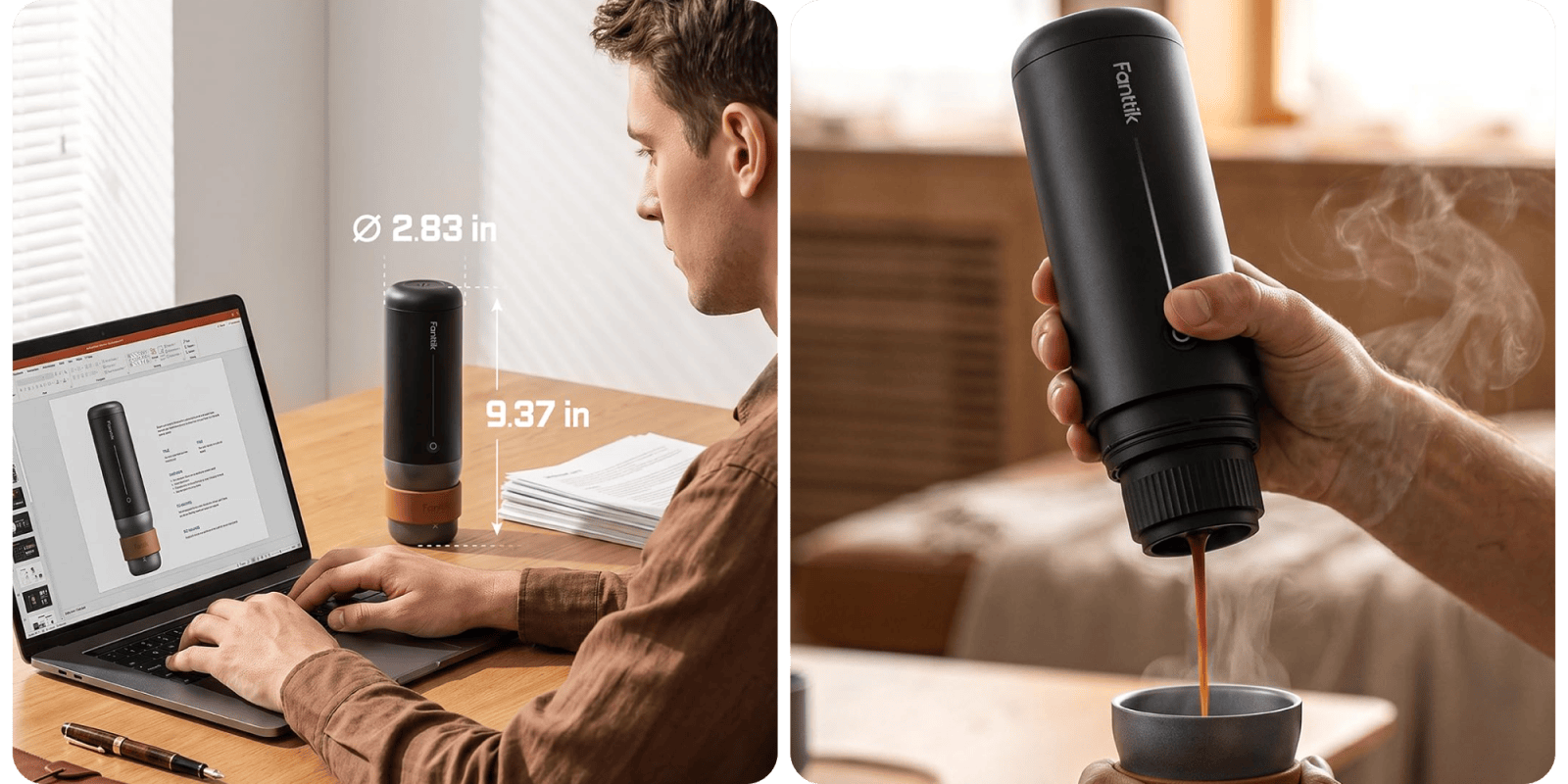 A man using a vacuum flask